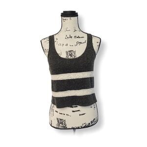 Subdued Grey White Crochet Stripe Cropped Tank Top Women’s Small Italy Made